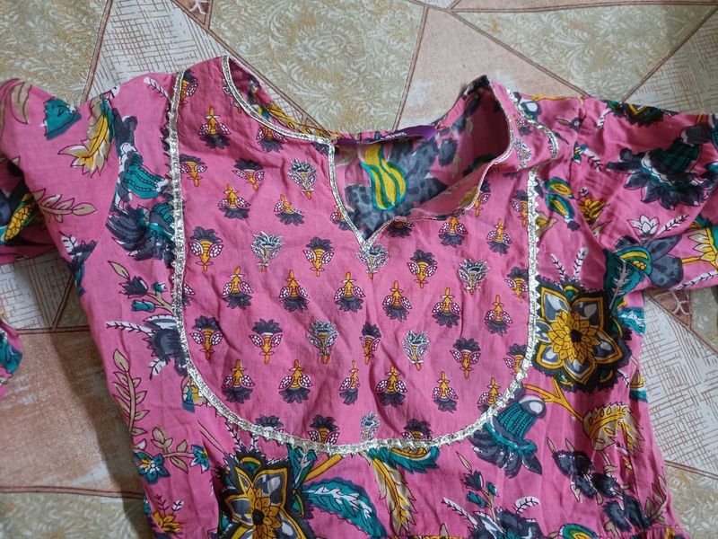 Pink Floral Print Kurta