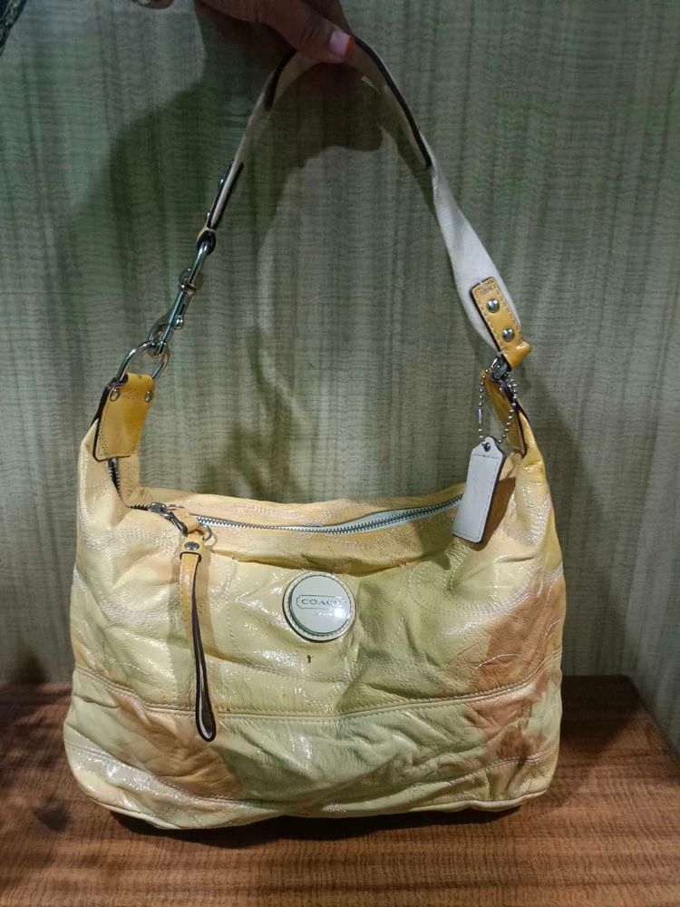 Coach Yellow Patent Leather Hobo Bag