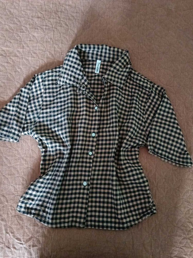 Chic Checked Button-Up Top