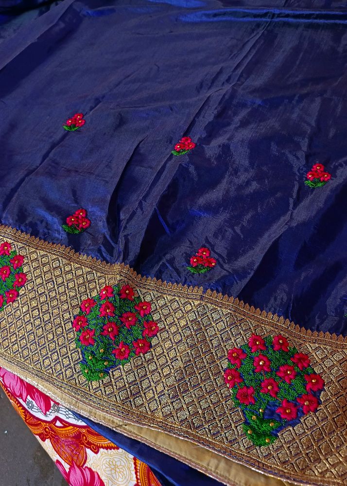 Embroidered Heavy Blue Saree (Women's)