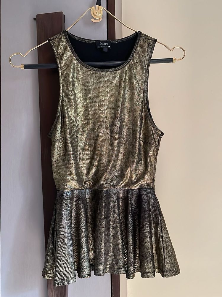 Shimmering Gold Peplum Top