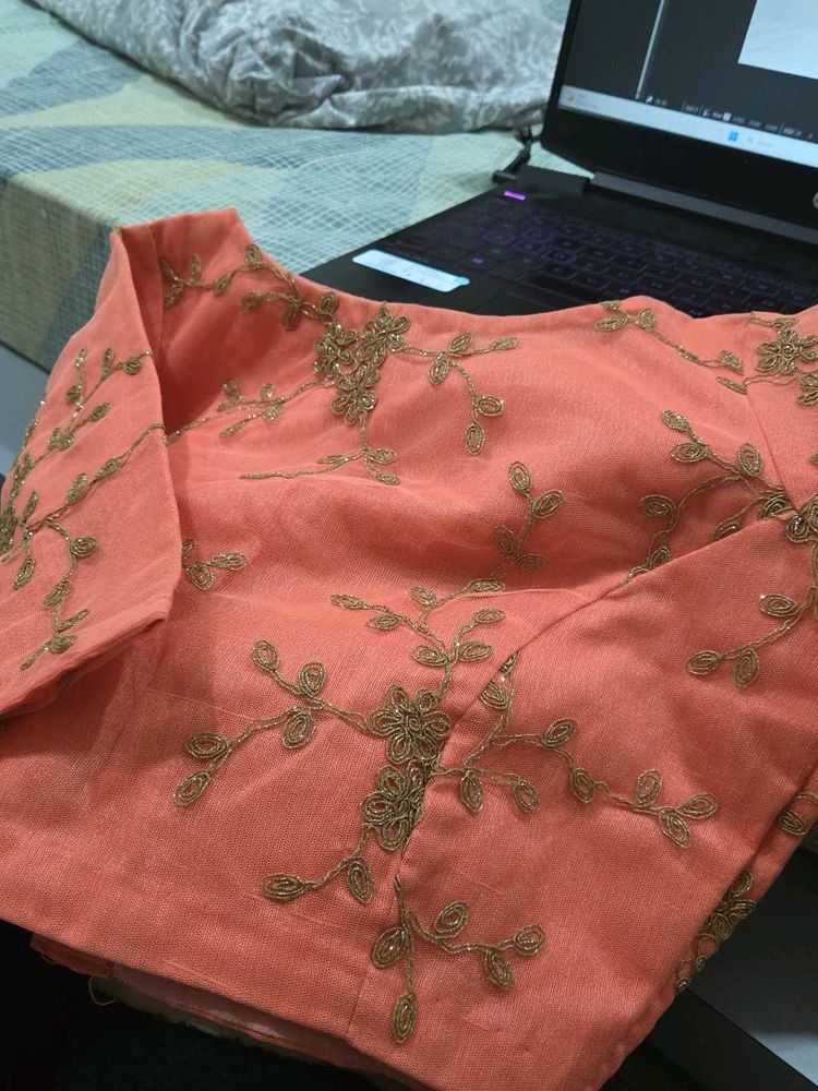 Peach Embroidered Blouse
