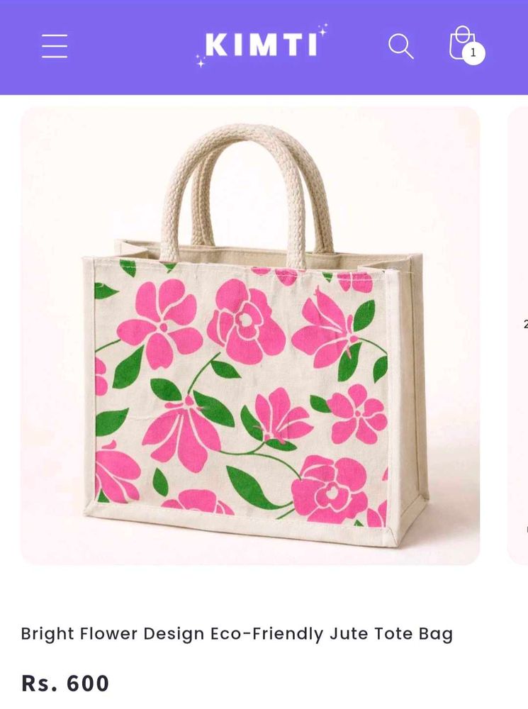 Bright Flower Design Jute Tote Bag