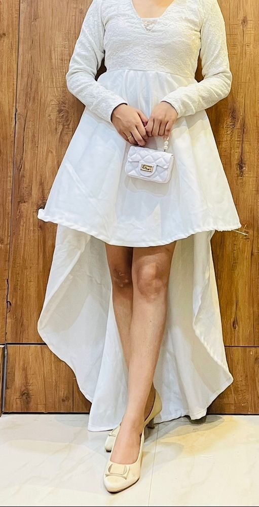 high and low white and cream dress Unique self designed