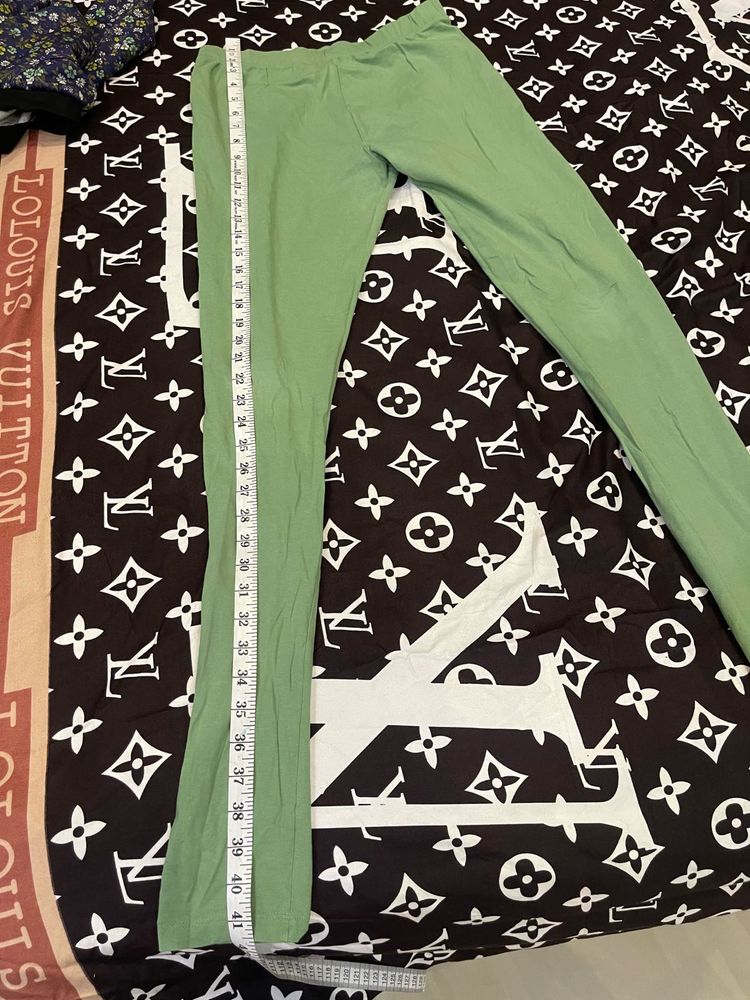Green Casual Leggings