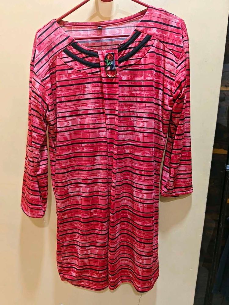 Chic Pink Striped Kurta