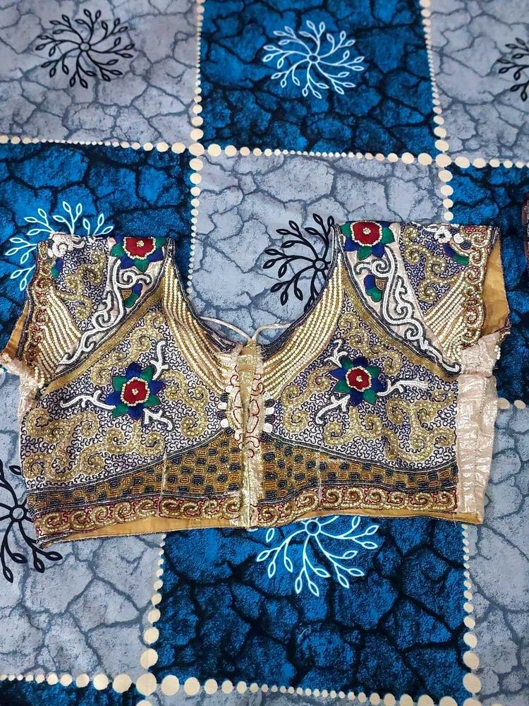 Sallu Saree Navy Blue Stone Work Blouse