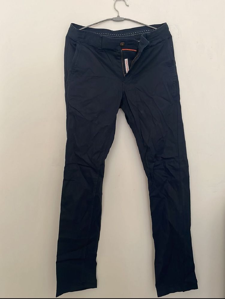 Navy Blue Straight Fit Pants