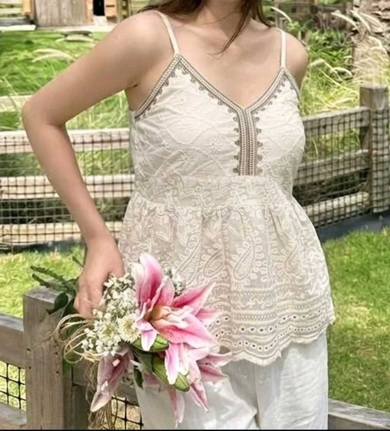 Boho Embroidered Peplum Top