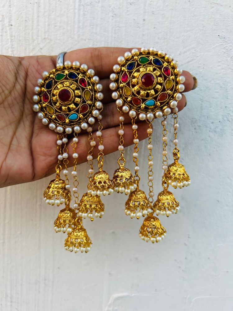 Ethnic Bahubali Polki Jhumka