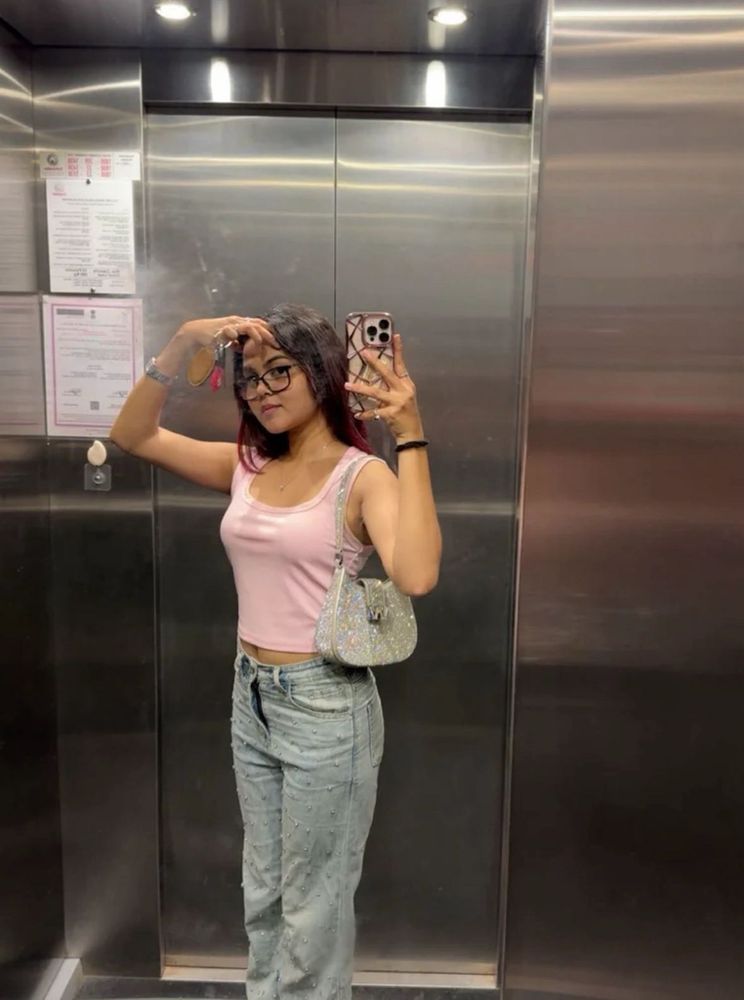 Pink Ribbed Tank Top