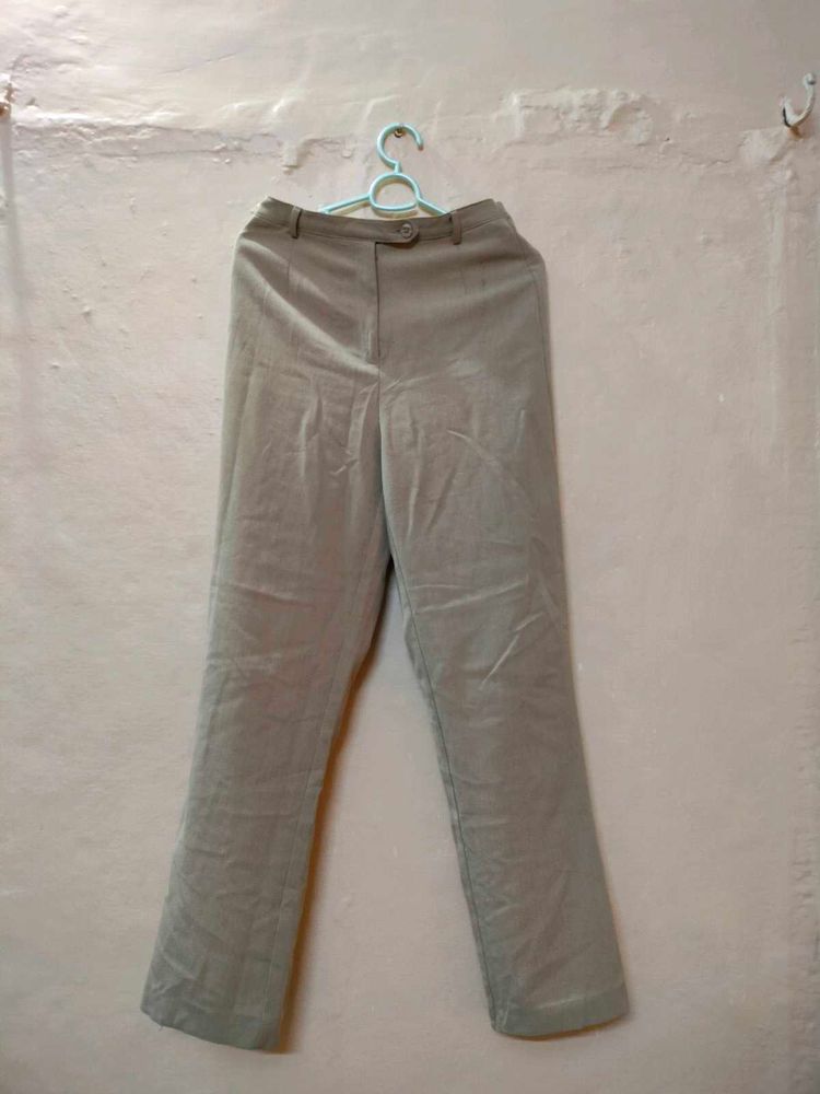 Beige High Waist Formal Trouser
