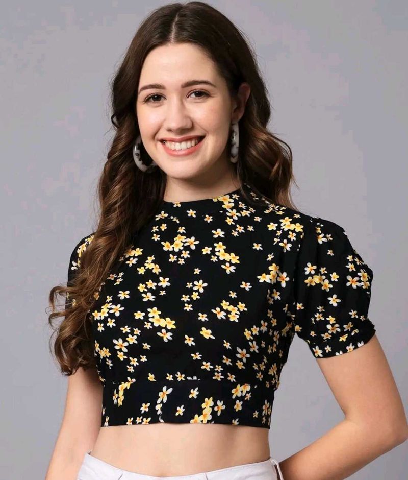 Cute Floral Print Crop Top