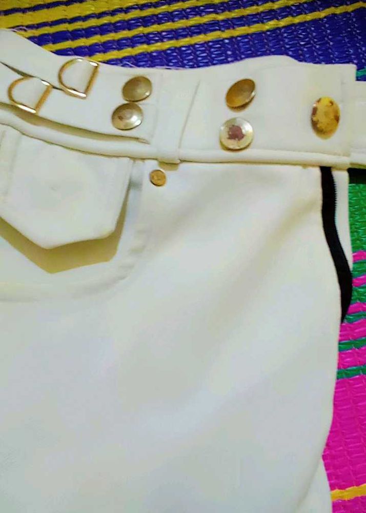 White Belted Pants