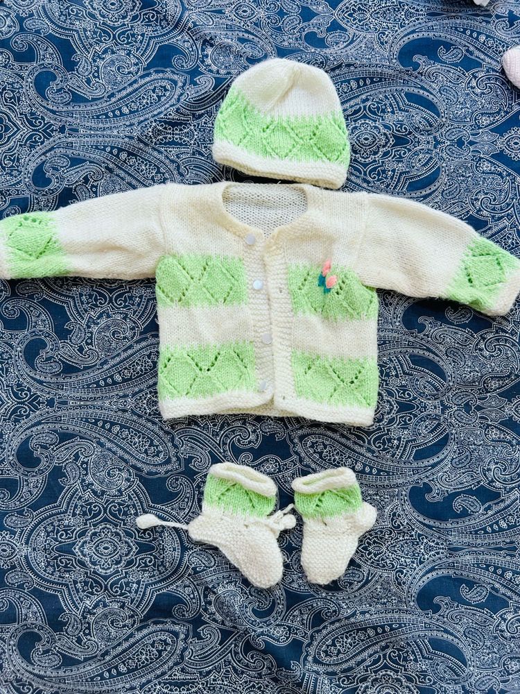 Baby Knit Sweater, Hat &amp; Booties Set