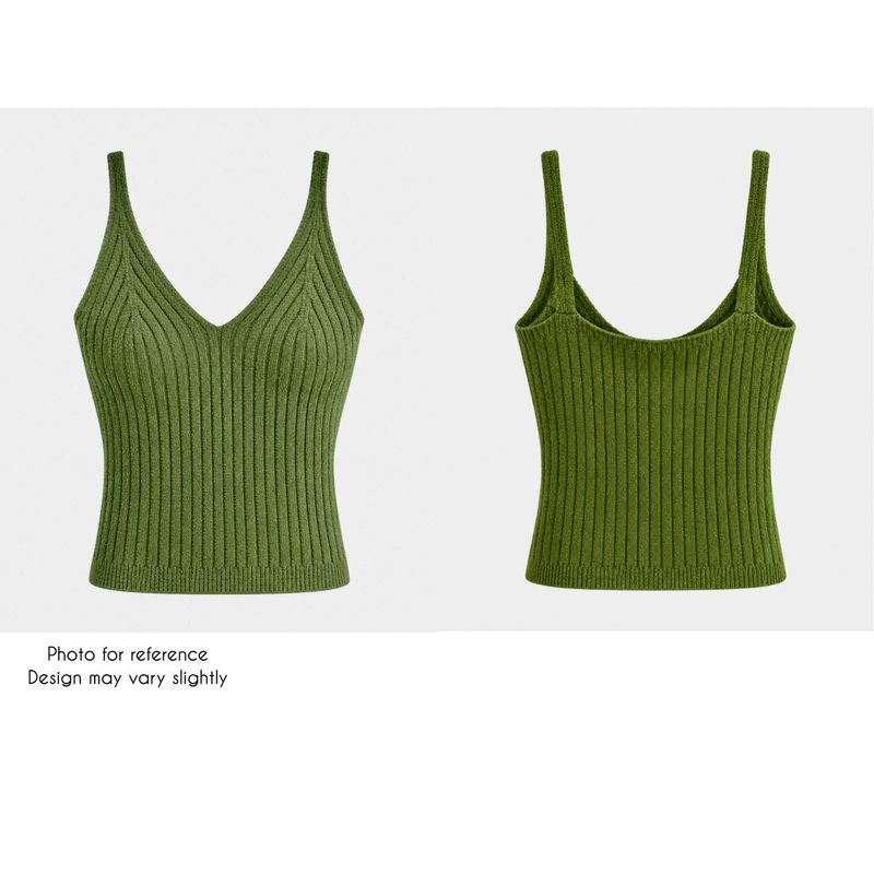 Ribbed Knit V-Neck String Top