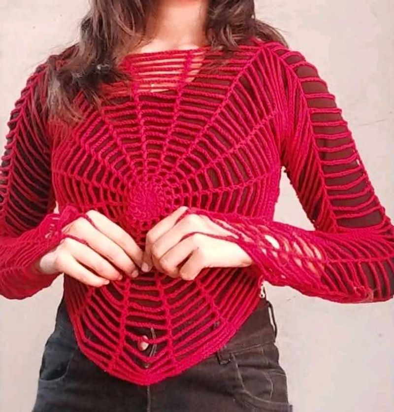 Unique Spiderweb Knit Top