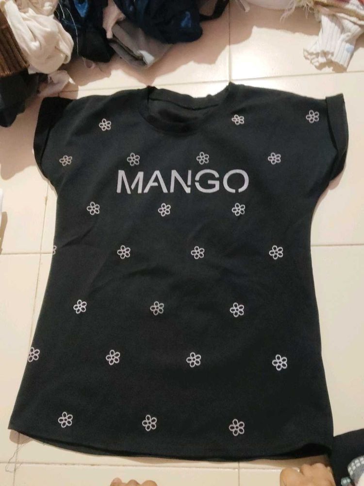 Mango Black Floral T-Shirt
