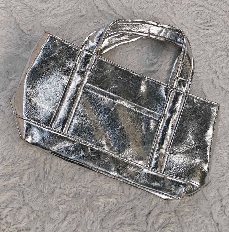 Shiny Silver Tote Bag