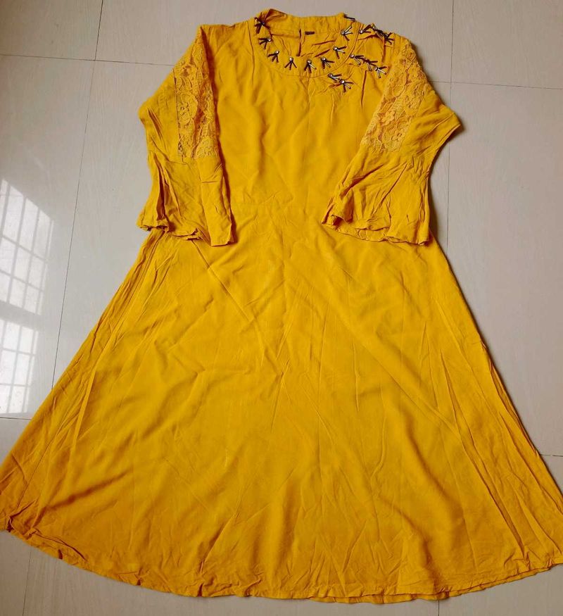 Vibrant Yellow Embroidered Kurta