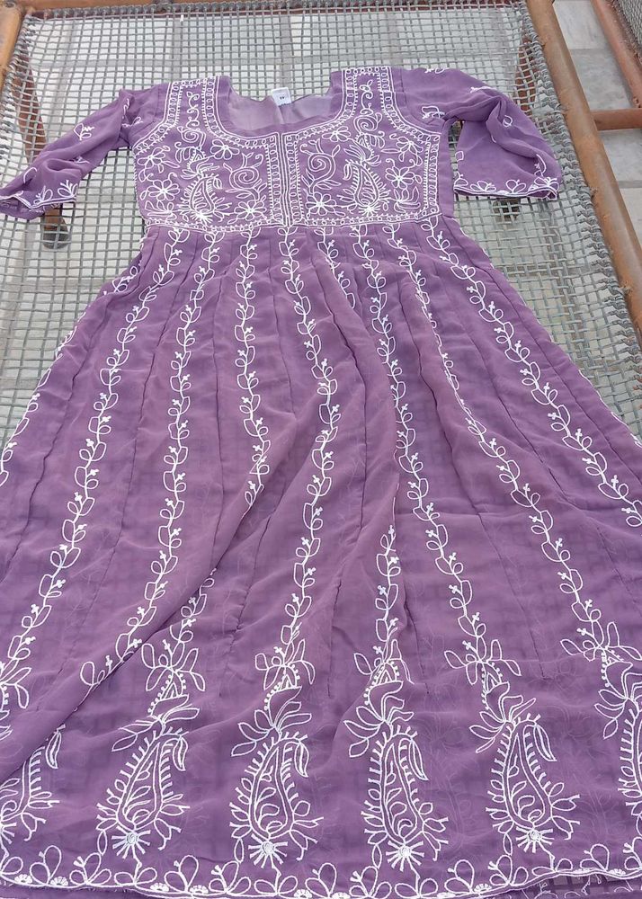 Embroidered Purple Anarkali Dress