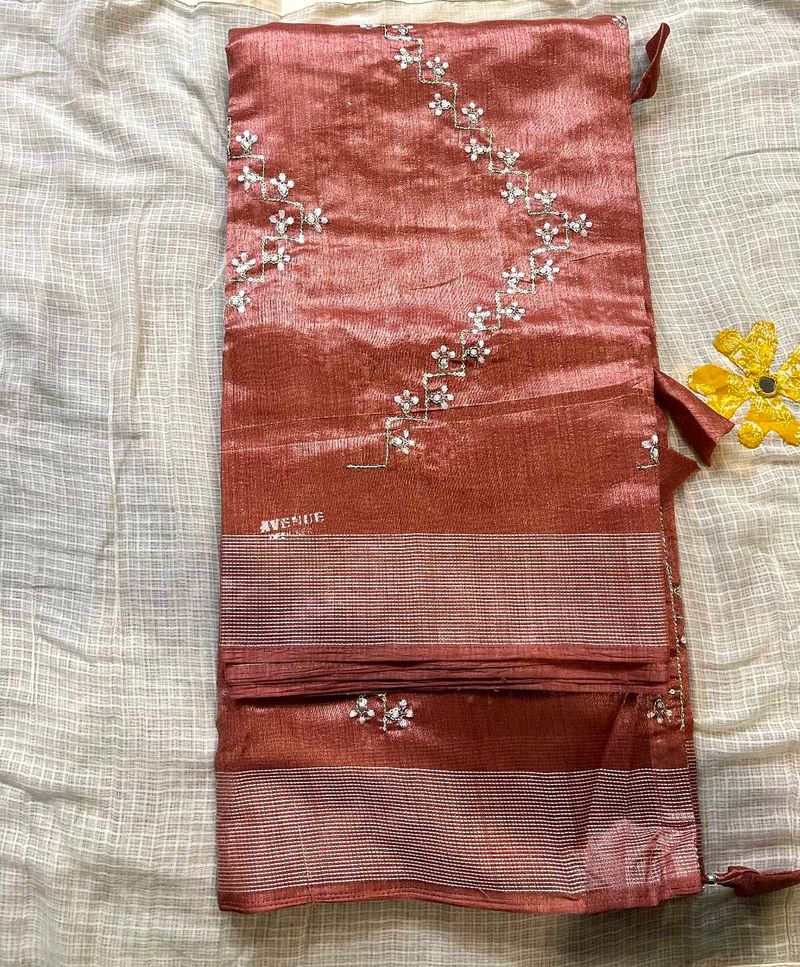 Brand new coral blend silk saree with blouse