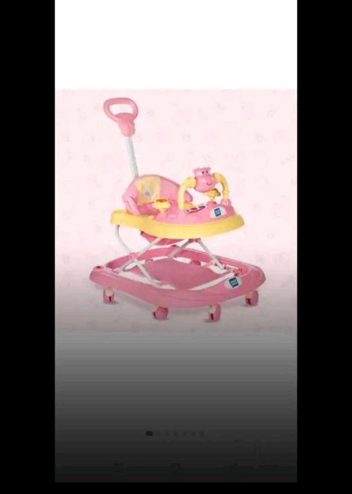 Pink Baby Walker with Toy Bar
