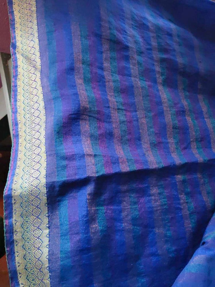 Elegant Blue Striped Saree