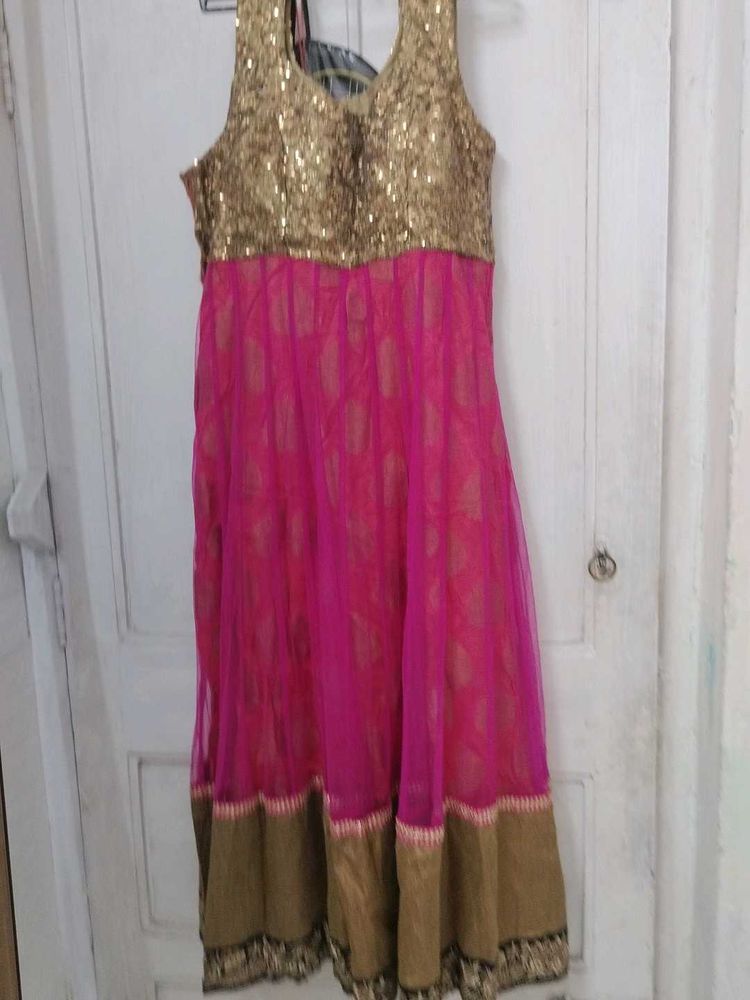 Stunning Pink &amp; Gold Sequined Gown