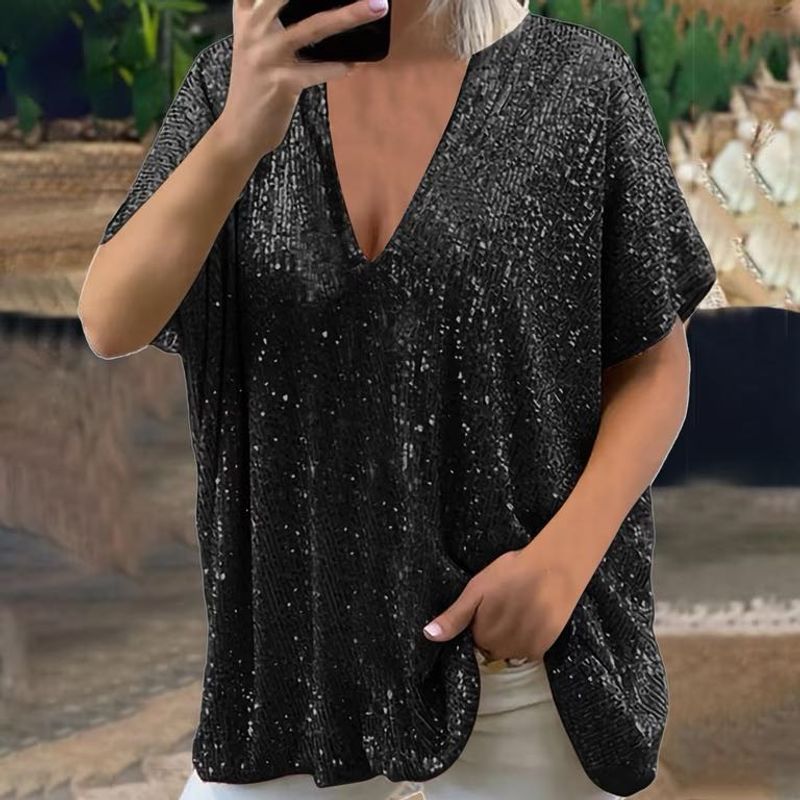 Sparkling Sequin V-Neck Top