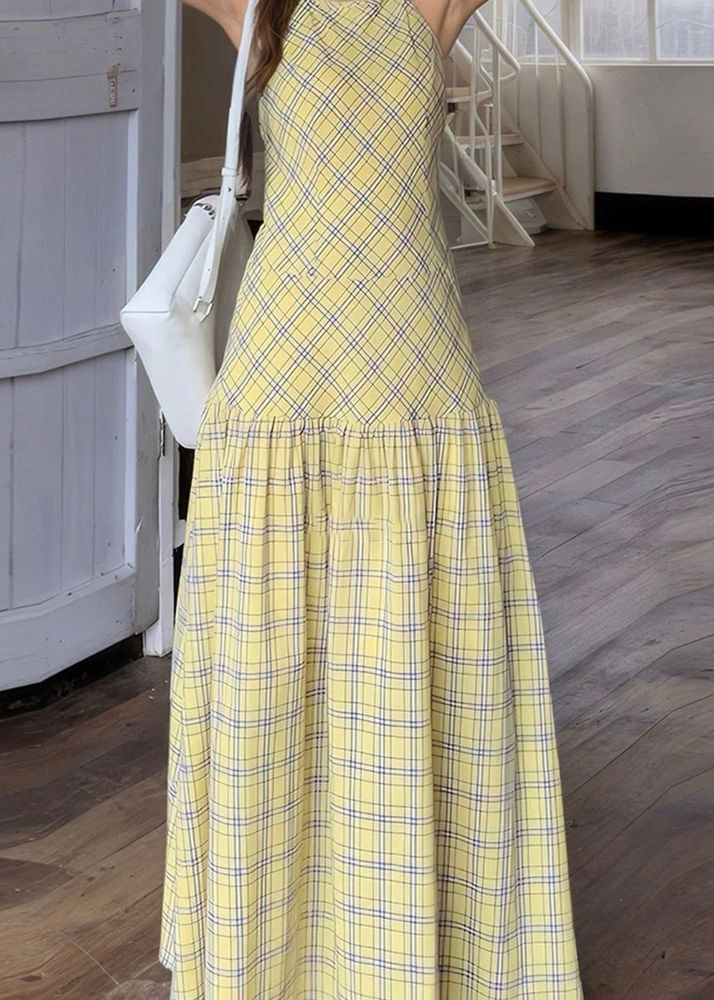 coquette Yellow Plaid Dress