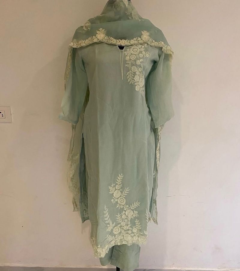 Elegant Mint Green Embroidered Kurta Set