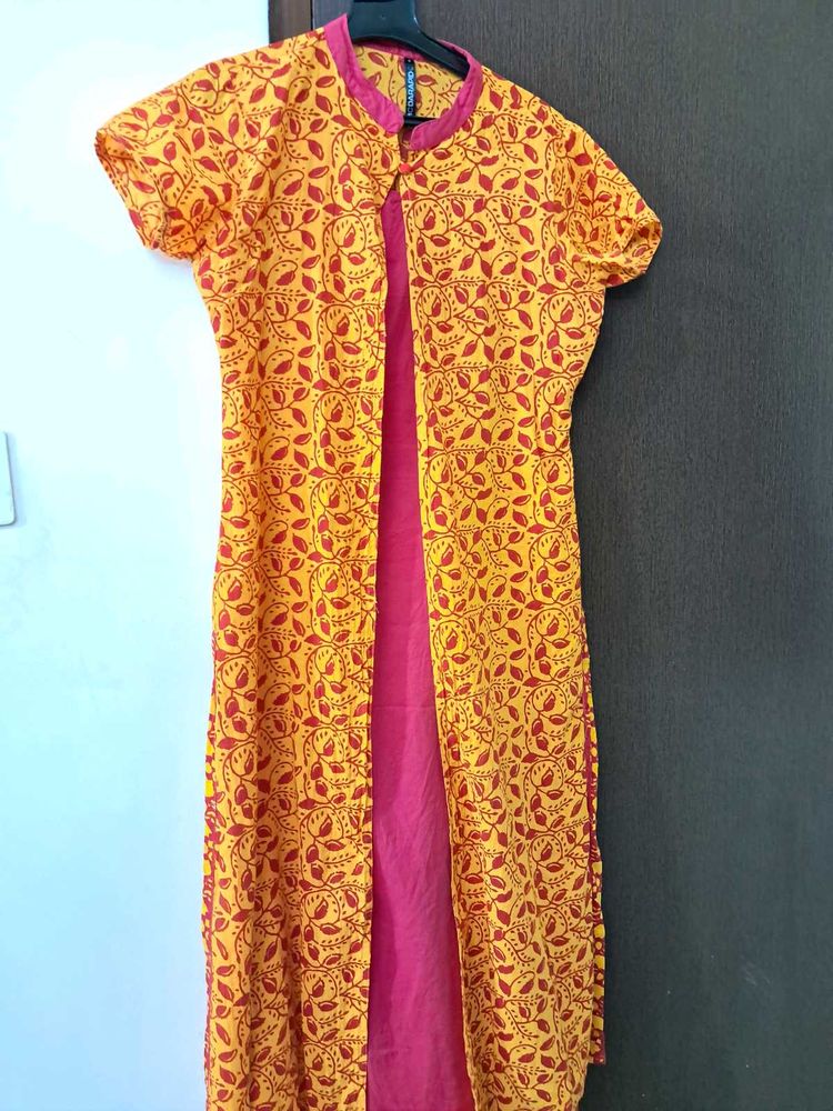 Sale On: A Line Pink Yellow Kurta