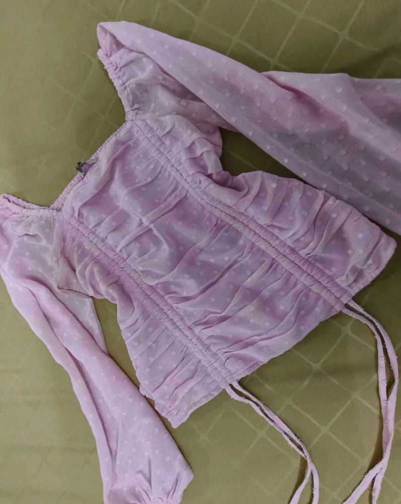 Baby Pink Ruched Crop Top