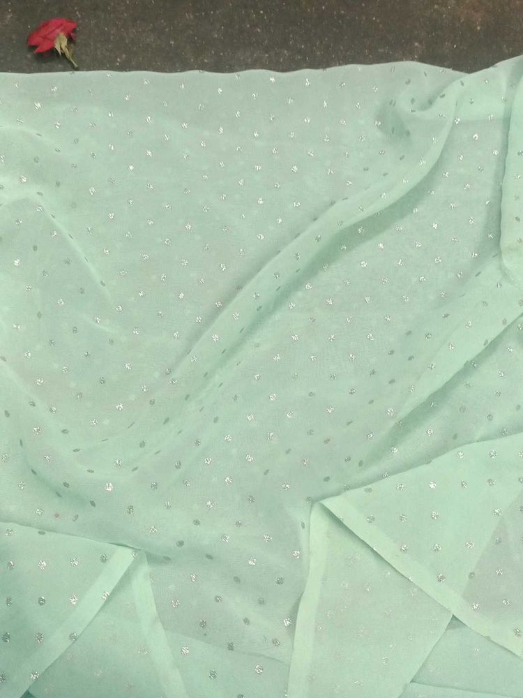 Elegant Light Green blouse material with Silver Do