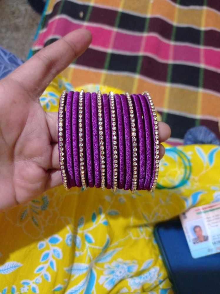 Vibrant Purple Bangles with Stone Embellishments