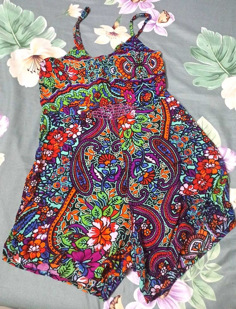 Vibrant Paisley Print Mini Dress