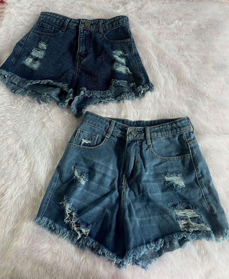 Ripped Denim Shorts