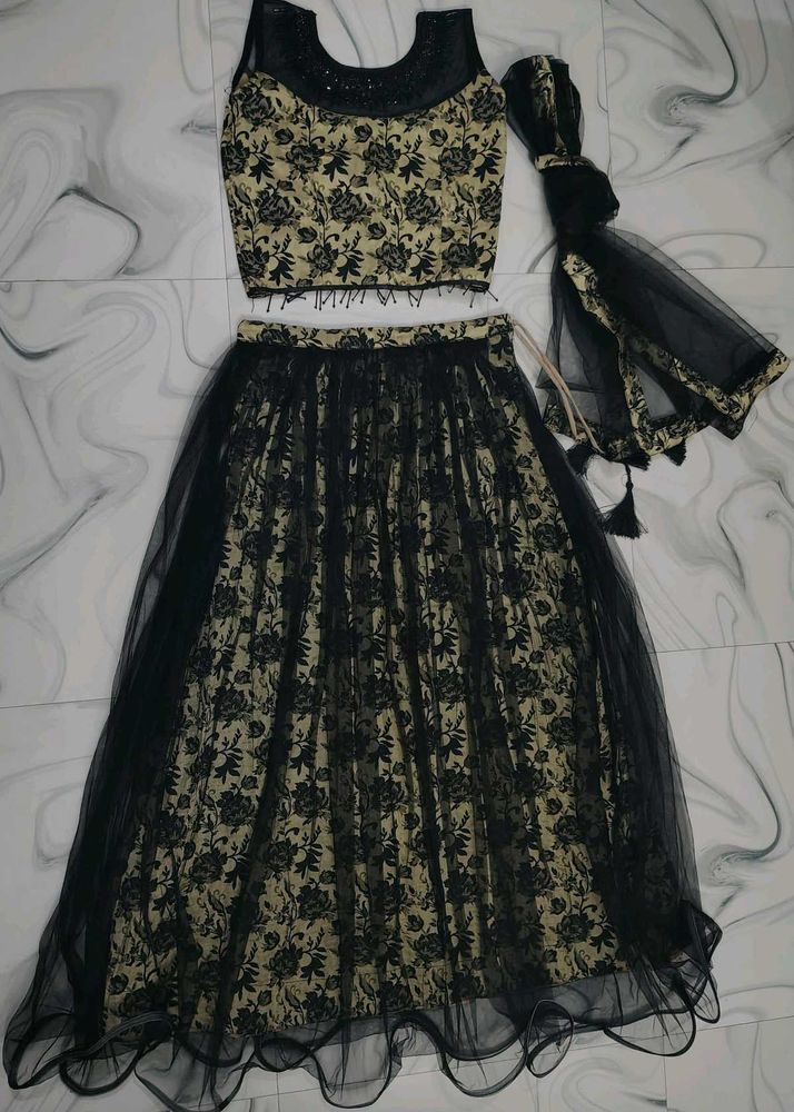Elegant Black Floral Lehenga Choli Set