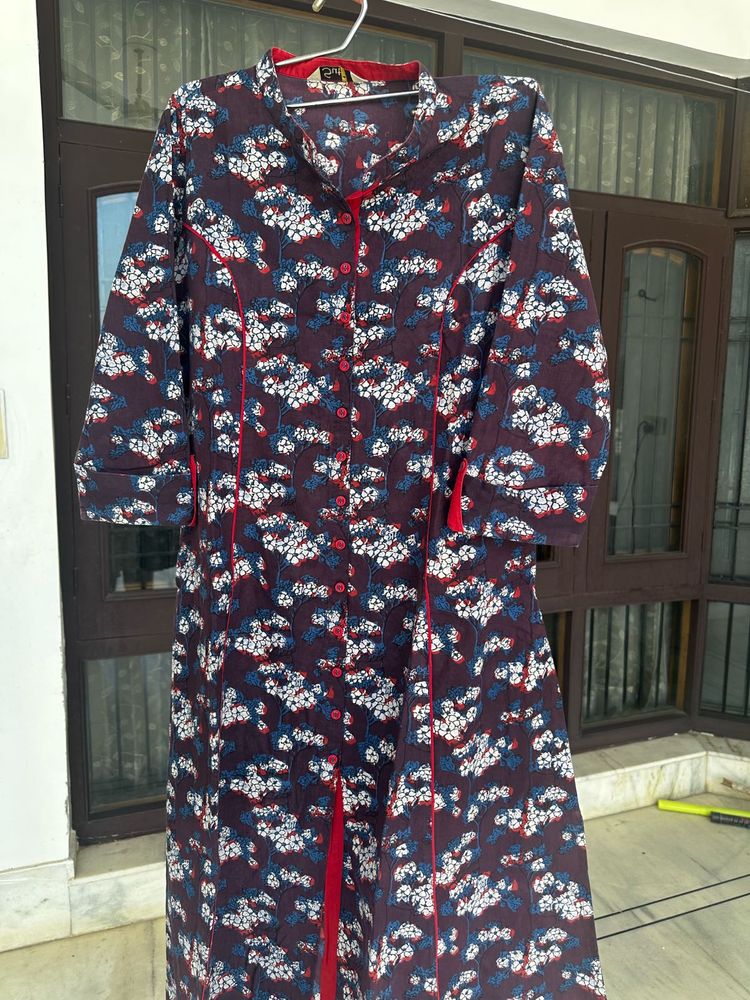Floral Print Button-Down Kurta