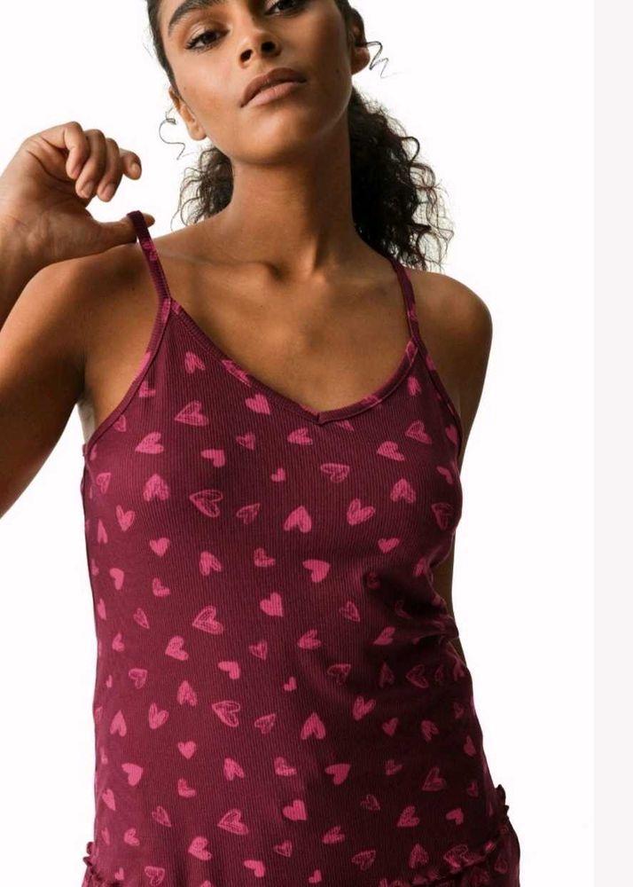 Cute Heart Print Pajama Top