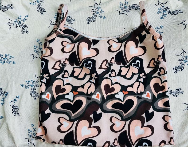 Heart Print Cami Tops