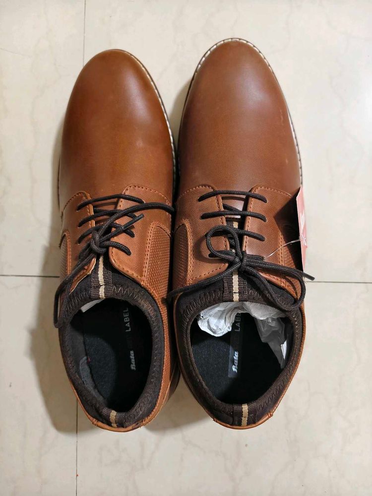 Men's Brown Leather Lace-Up Shoes