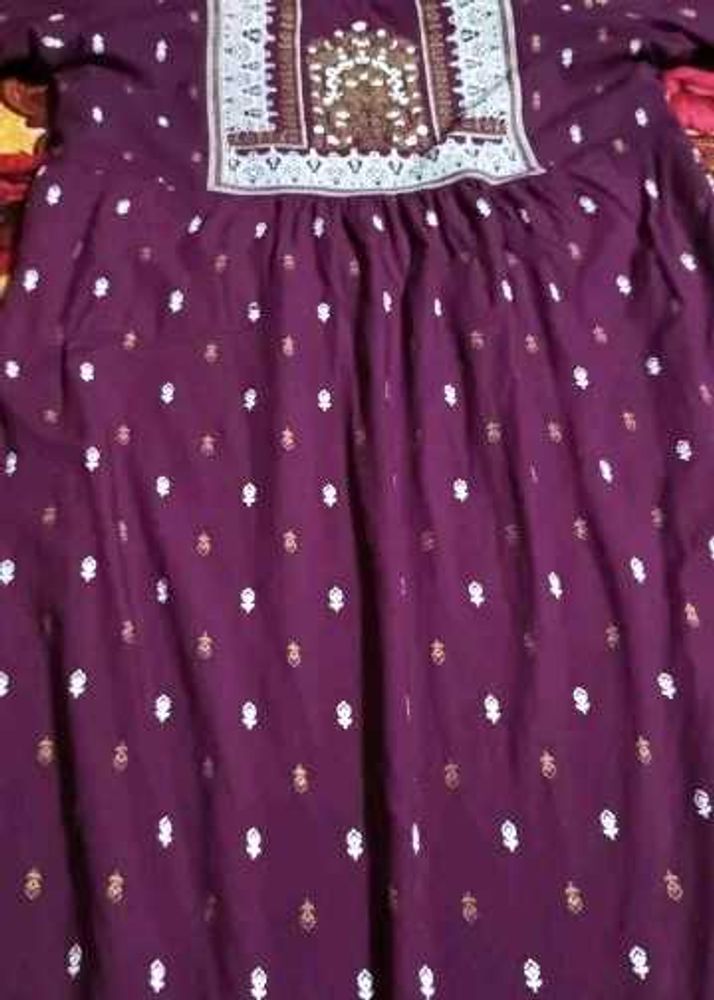 Elegant Purple Kurta with Intricate Print