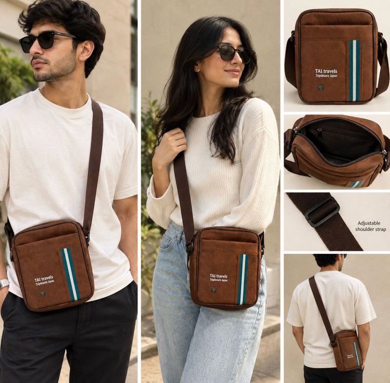 Unisex Brown Crossbody Bag