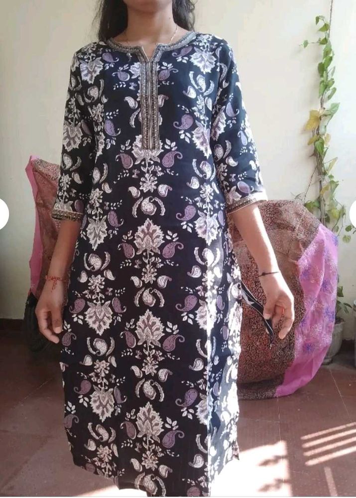 Black Printed Kurta