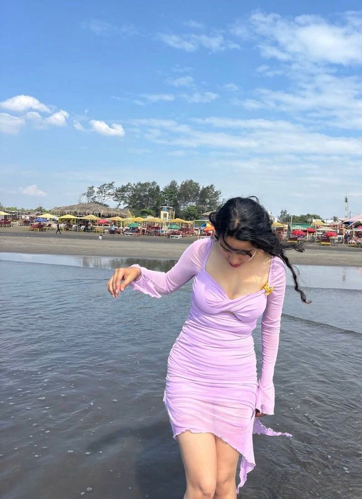Lilac Ruched Mesh Dress