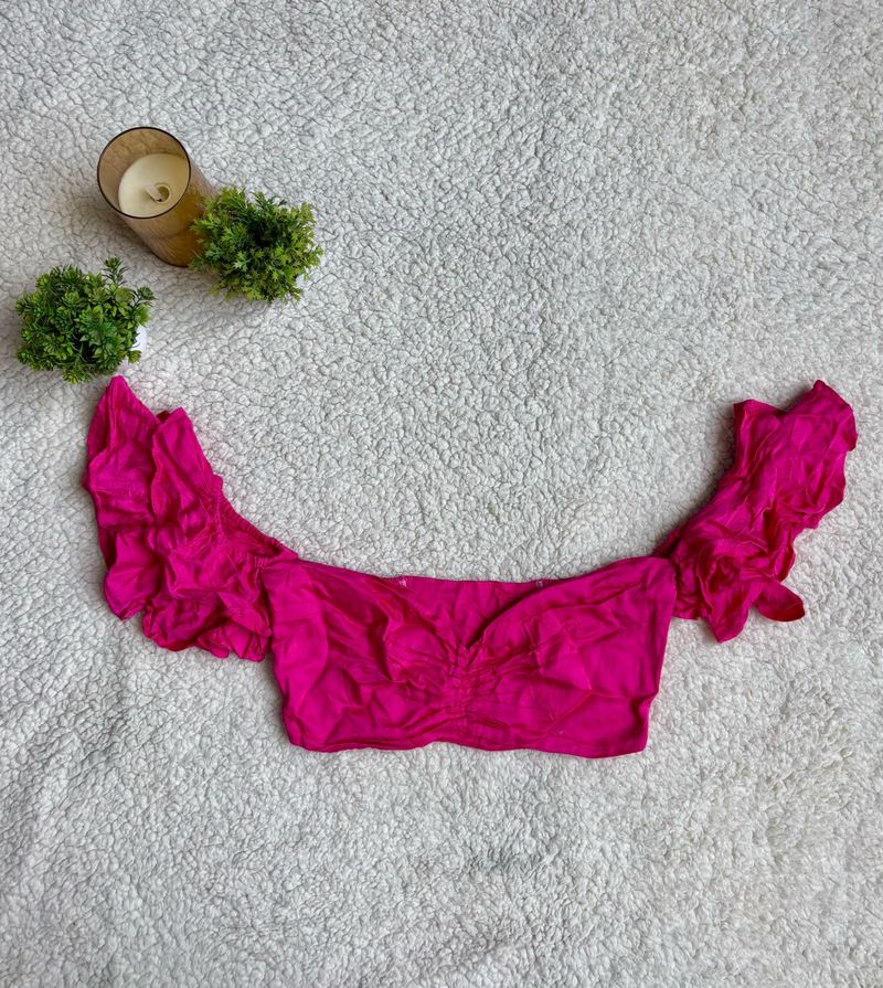 Hot Pink Off-Shoulder Bikini Top