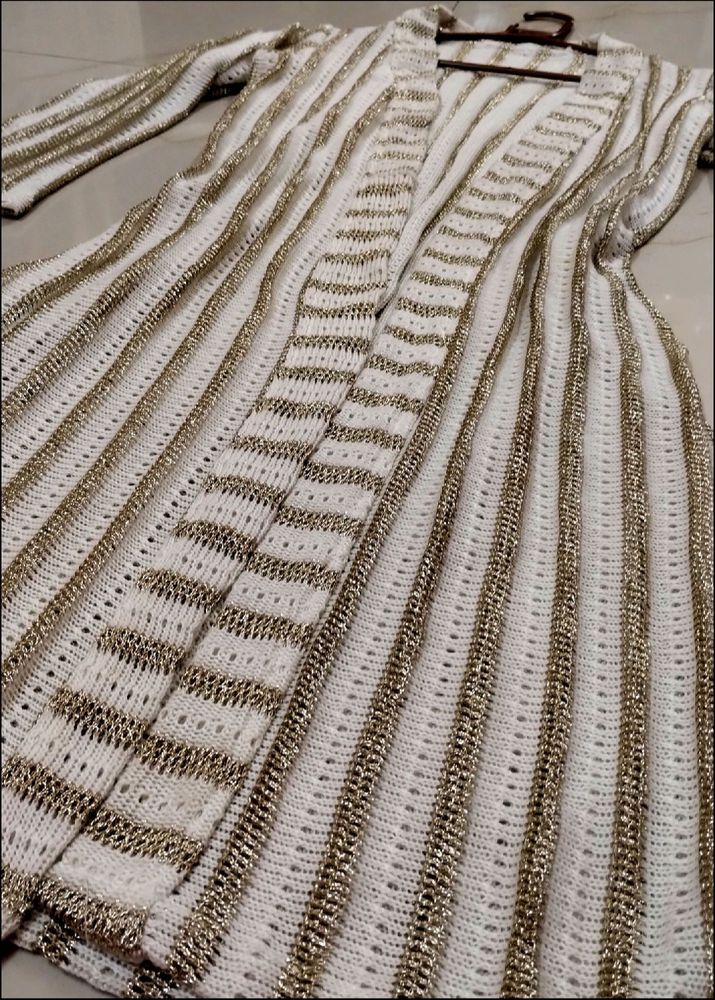 Off White And Golden Shrug Or Sweater Dress