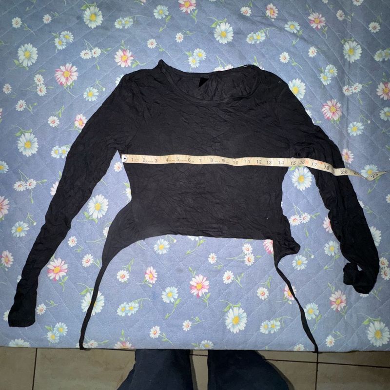 Black Long Sleeve Asymmetrical Top